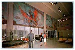 c1960 Sky Harbor Airport Water And Fire Lobby Phoenix Arizona AZ Petley Postcard