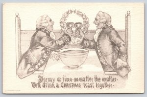 Christmas~Men Drink Toast~B&W For Hand Coloring~Ullman~c1910 Vintage Postcard
