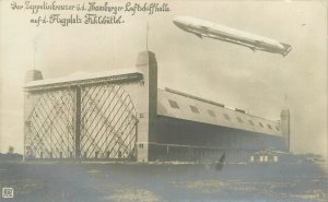 Postcard RPPC Germany Hamburg 1915 Zeppelin airship Hanger 23-8936