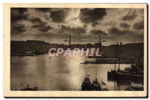 Old Postcard Sunset Marseille Vieux Port