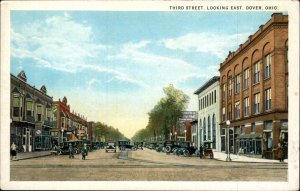 Dover Ohio Third Street Busy Shops Cars c1900-20s Vintage Postcard