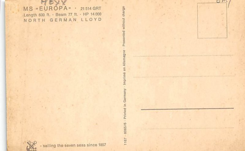 MS Europa Norddeutscher Lloyd Ship 