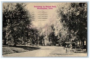 1911 Driveway In Sunset Park Dirt Road Washington Iowa IA Antique Postcard