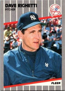 1989 Fleer Baseball Card Dave Righetti New York Yankees sk21043