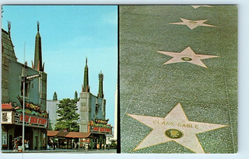 HOLLYWOOD, CA California ~ GRAUMAN'S THEATRE & Star Walk  c1961 Postcard