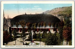 Vtg Salt Lake City Utah UT Great Mormon Tabernacle Sea Gull Monument Postcard