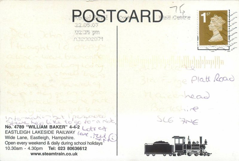 Postcard Eastleigh Lakeside Railway William Baker train