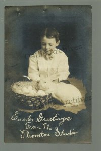 Humboldt NEBRASKA RPPC '10 ADVERTISING Thornton PHOTOGRAPHY STUDIO Easter Bunny