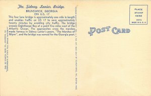 Sidney Lanier Bridge Brunswick Georgia GA aerial view Postcard