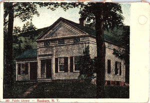 Postcard LIBRARY SCENE Roxbury New York NY AI2619