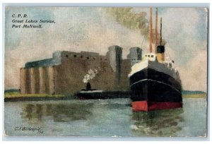 c1950's CPR Great Lake Service Steam Port McNicoll Ontario Gillespie CA Postcard 