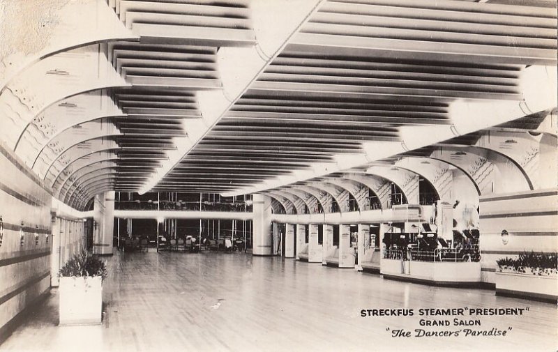 Postcard RPPC Ship Streckfus Steamer President Grand Salon