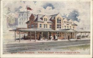 Lehigh Valley Railroad Depot Passenger Station at Hazleton PA Postcard c1910