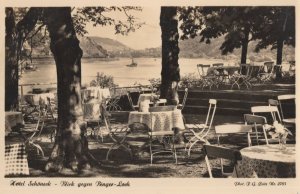 Hotel Schoneck Bingen AM Rhein Boat German Restaurant Old Postcard