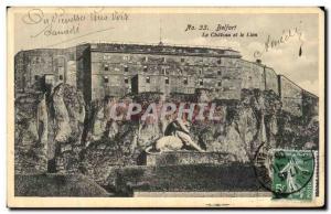 Old Postcard Belfort Castle and Lion