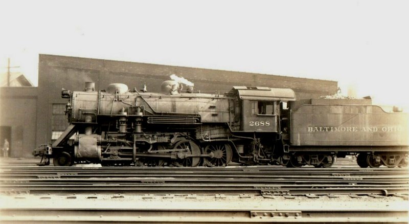 1935 B&O Locomotive 2688 Train Grafton Station Ohio OH RPPC Photo Postcard 