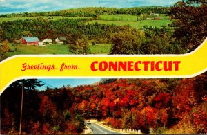 Connecticut Greetings Showing Farm and Autumn Scene