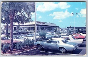 1970's STEAK & SHAKE GREETINGS FROM FLORIDA CLASSIC CARS PARKING LOT POSTCARD