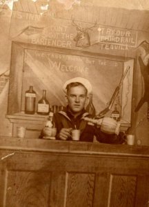 RPPC US Navy Sailor  Galveston Texas 1/3/1920 Bar Prop  Real Photo  Postcard