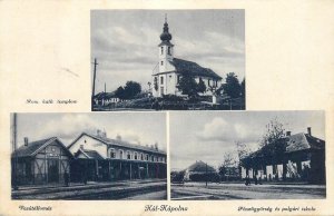 Hungary Kal-Kapolna railway station school and church multi views postcard