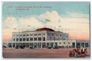 1914 Largest Convention Hall Southwest Classic Car Springfield Missouri Postcard