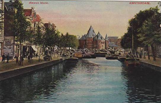 Nieuwe Markt Waterside View Amsterdam North Holland Netherlands 00 10s Hippostcard