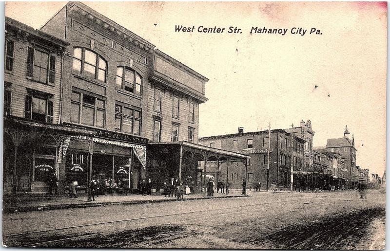 Postcard PA Mahanoy City West Center Street K46