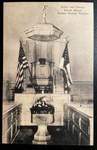 Vintage Postcard 1930's Pulpit & Canopy, Pohick Church, Fairfax, Virginia VA