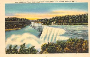 American Falls and Fallsview Bridge from Luna Island Niagara Falls Unused 