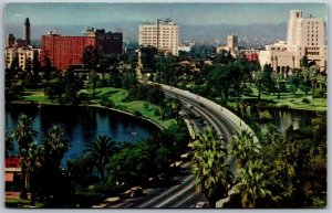 Vtg Los Angeles California CA Wilshire Boulevard MacArthur Park 1950s Postcard