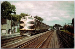 VINTAGE POSTCARD THE ERIE WESTBOUND PACIFIC EXPRESS NO. 7 TRAIN WARREN OHIO 1949