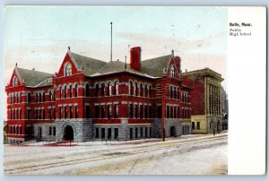 Butte Montana MT Postcard Public High School Building Exterior View 1917 Antique
