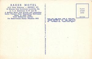 C43/ Shively Kentucky Ky Postcard Linen Baker Motel Roadside