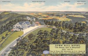 LITTLE ORLEANS MARYLAND TOWN HILL HOTEL~BEAUTY SPOT AT CUMBERLAND 1940s POSTCARD