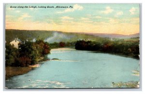 Looking South On Lehigh River Allentown Pennsylvania PA 1925 DB Postcard T2