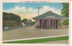 Ridgecrest NC, Depot, Train Station, Railroad Interest, Linen 1930-1940's