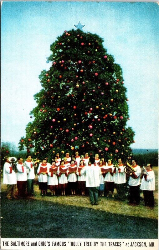 Baltimore Ohio 55ft Holly Tree Tracks Jackson MD Maryland Postcard VTG UNP  