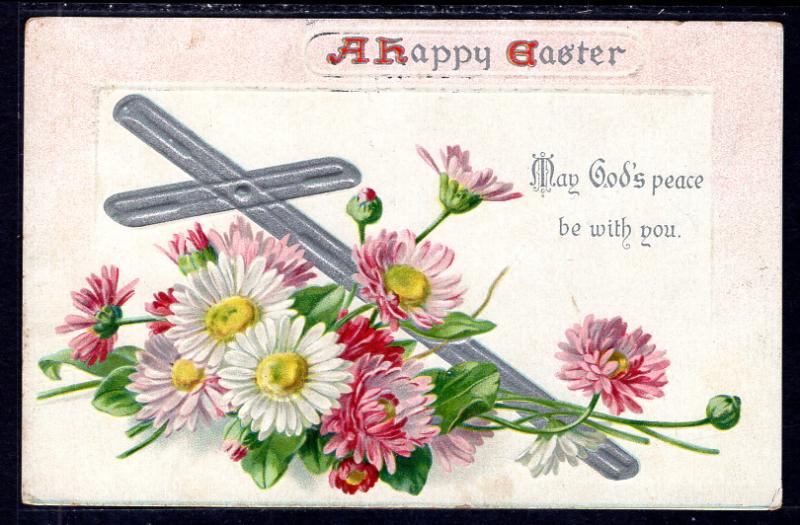 A Happy Easter,Flowers,Cross