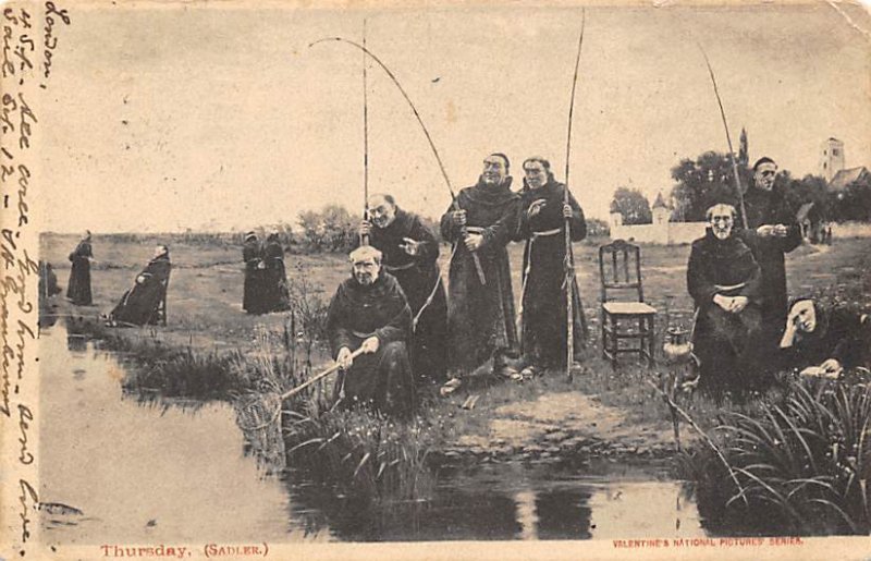 Monks Fishing in the Stream Fishing 1903 