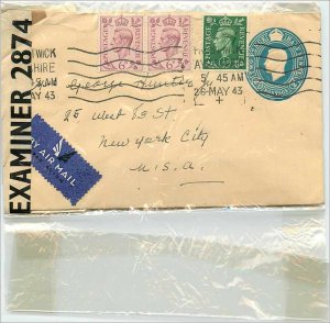 Entier Postal Stationery Postal Feb. 1 / 2d Censor for USA 1942