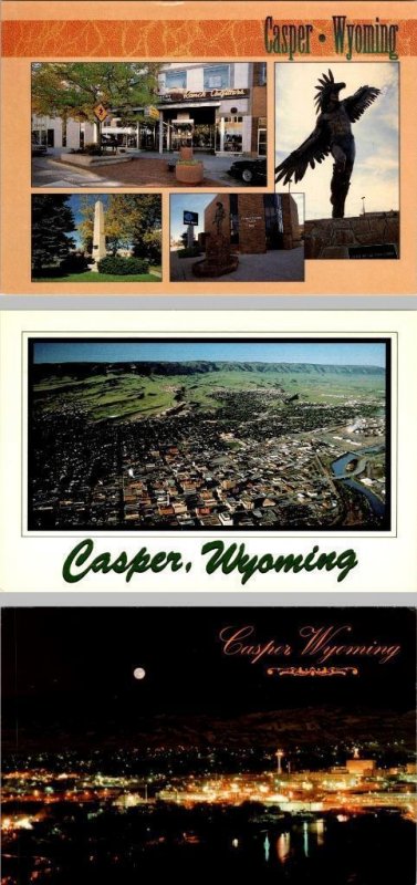 3~4X6 Postcards Casper, Wyoming LOU TAUBERT'S OUTFITTERS & AERIAL VIEW Day/Night