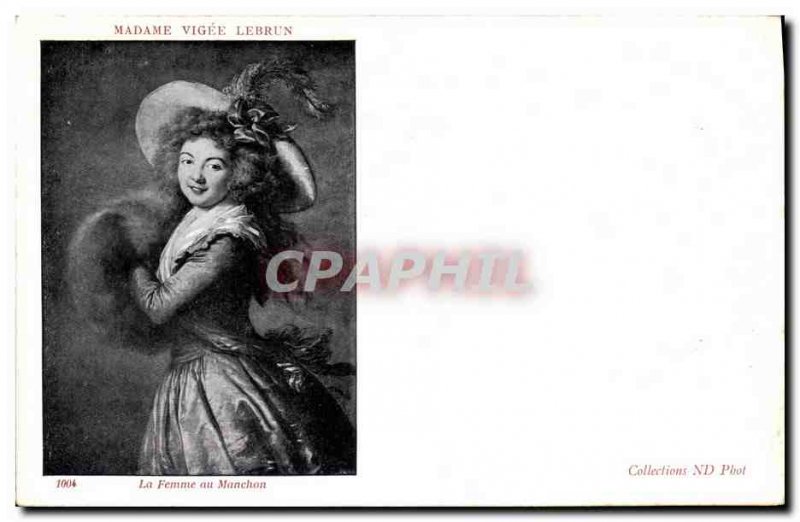 Old Postcard Mrs Vigee Lebrun The woman at the sleeve