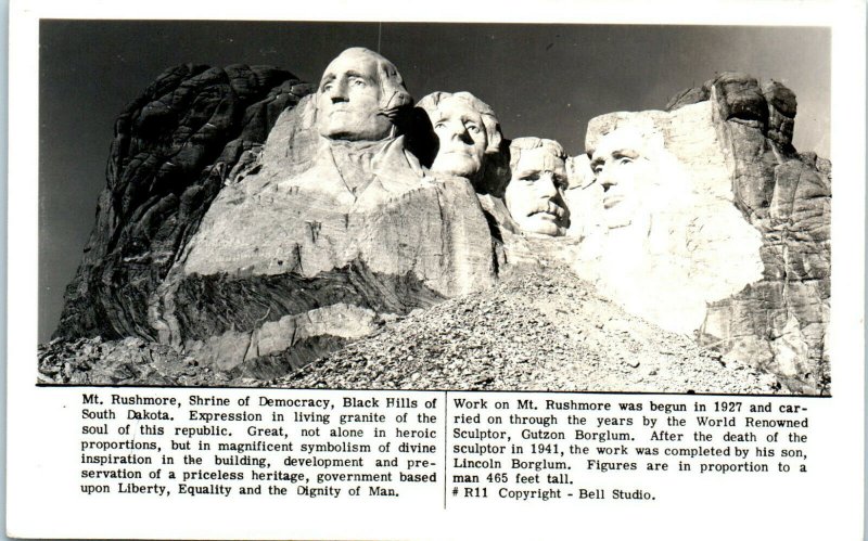 1940s Mt. Rushmore Black Hills South Dakota RPPC Real Photo Postcard