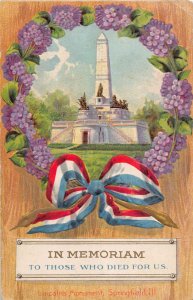 J73/ Patriotic Postcard c1910 Memorial Day Lincolns Monument 418