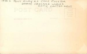 Army Cantonment Camp Funston 1940s Fort Riley Kansas Woods RPPC postcard 6960