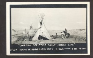 RPPC RAPID CITY SOUTH DAKOTA SD INDIAN LIFE DIORAMA REAL PHOTO POSTCARD