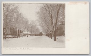 State View~Huron Street West From Park Berlin Wisconsin B&W~Vintage Postcard