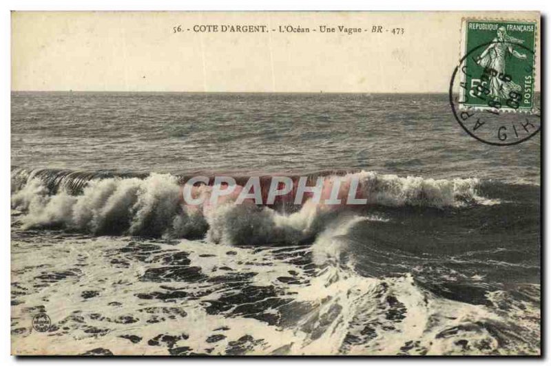 Old Postcard Côte d'Argent The Ocean A Wave