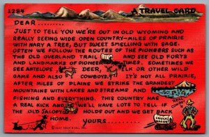 Postcard Wyoming c1948 Western Travel Card Vacation Message Curt Teich A