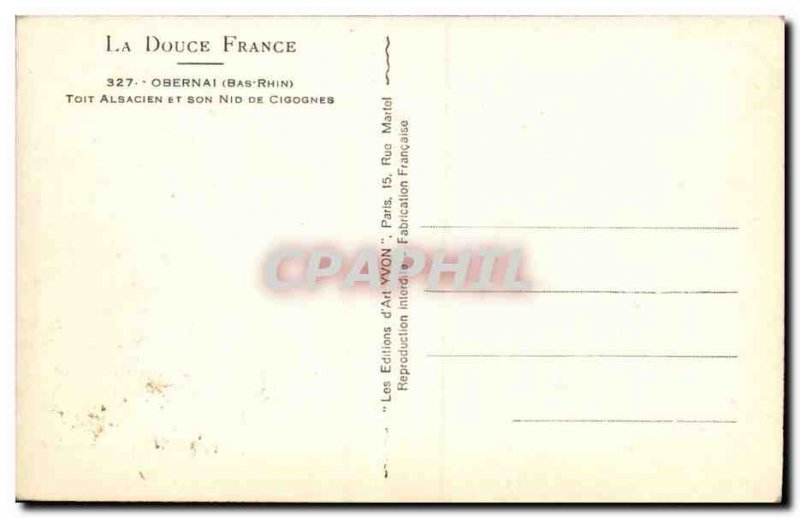 Obernai Old Postcard Alsatian Roof and its nest of storks